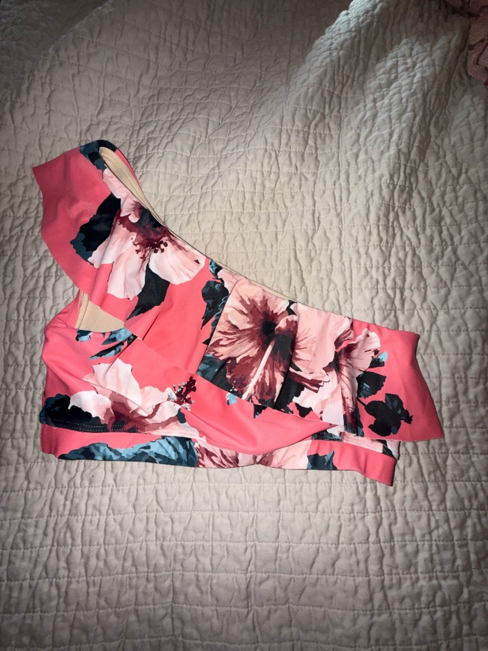 Albion Medium M floral one shoulder swimsuit bikini top icon wave crop ? - Picture 5 of 5